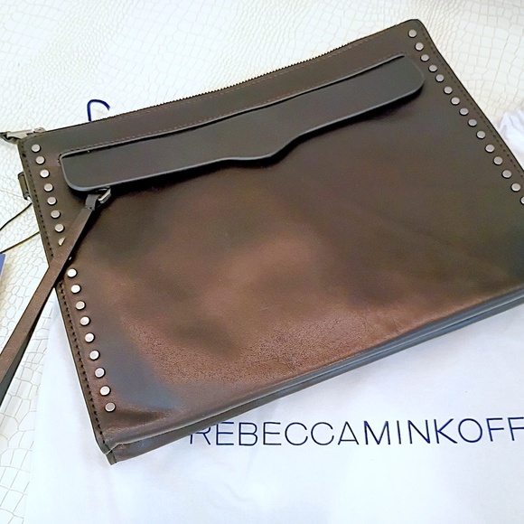 (Sold Out) Brand New Rebecca Minkoff Fine Leather Clutch Bag/ Studs and Zippers. - Picture 2 of 14